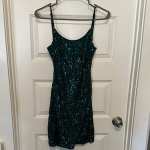 Sparkling Emerald Sequin Mini Dress
